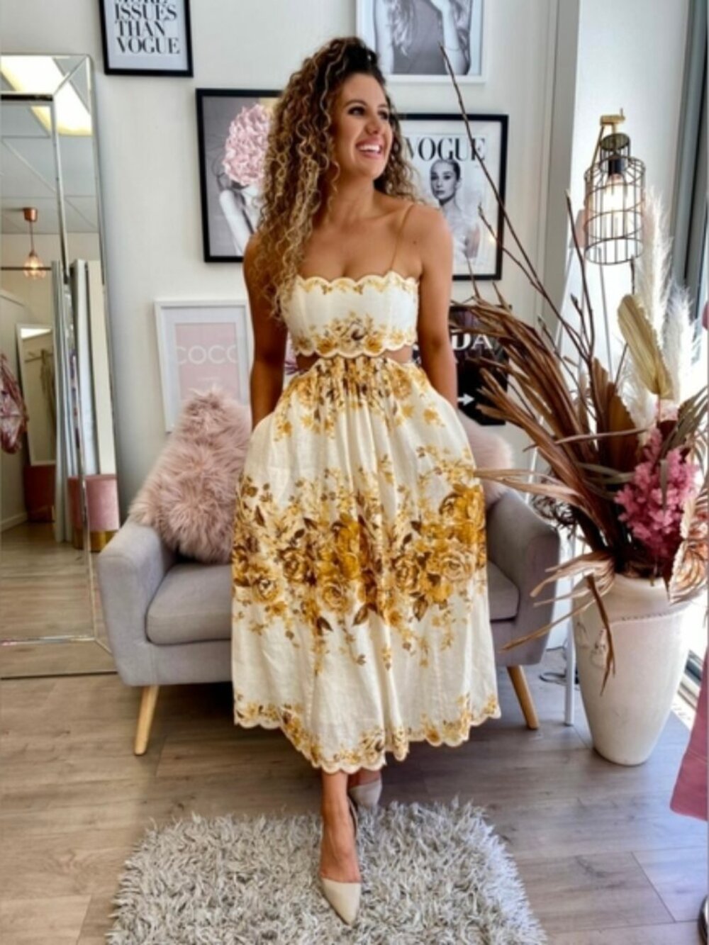 Authentic Zimmerman Aliane Scallop Midi Dress Size 4